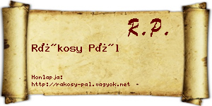 Rákosy Pál névjegykártya